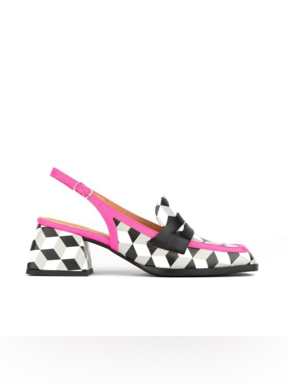 Embassy London Diana White Cubics square toe leather sling backs - Picture 2 of 14